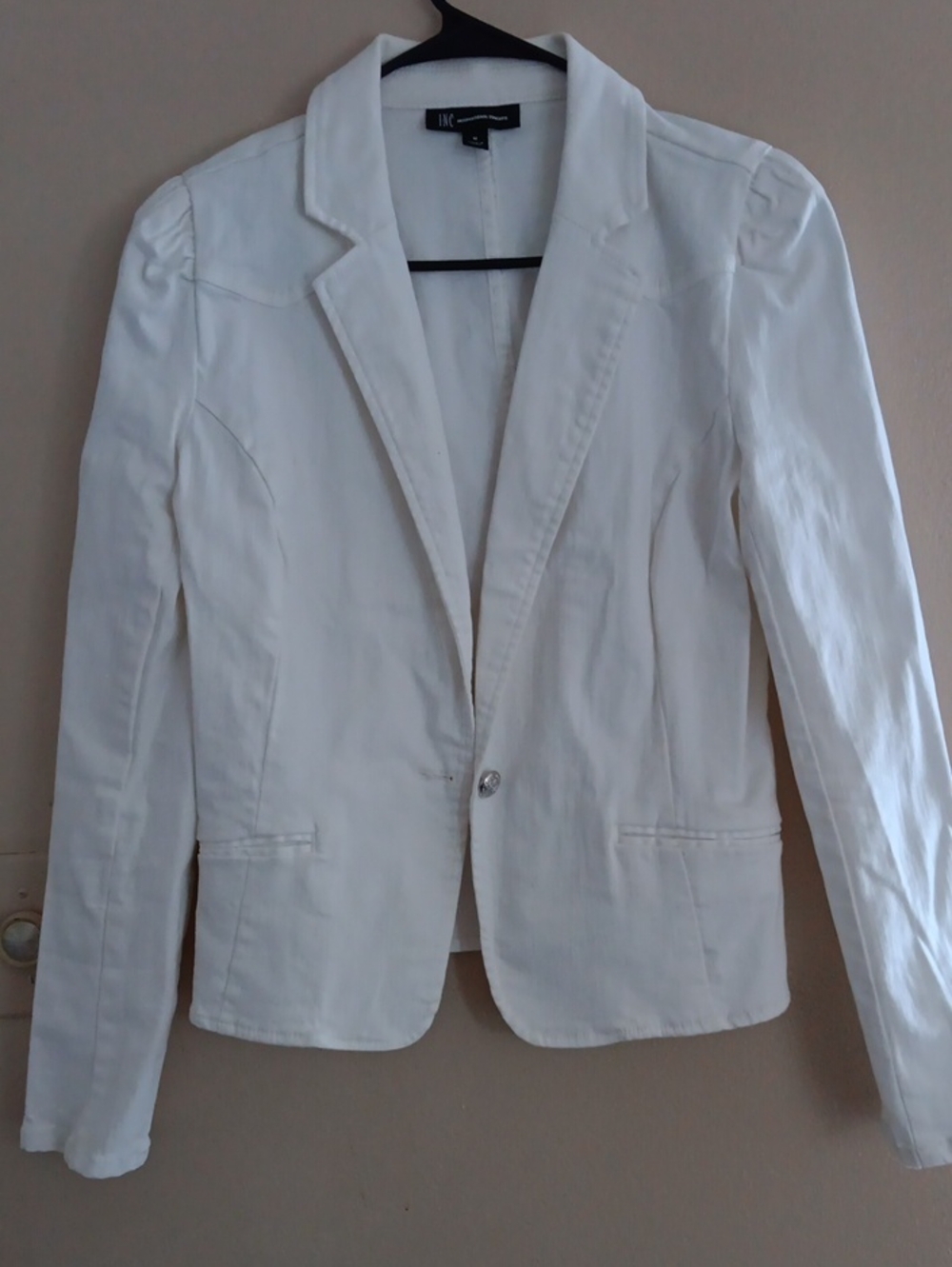 INC International Concepts White Single-Button Tailored Blazer